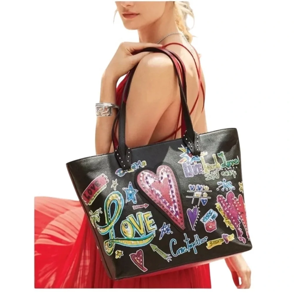 Retired Brighton fashionista leather hearts love‎ tote bag